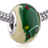 Green Spots Polymer Clay European  Beads 