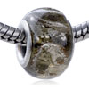  Beads - Silver Foil Scribble Dark Gray Murano Glass European Beads