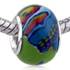 Blue And Green Doodle Polymer Clay European  Beads 