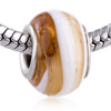  European Beads - White And Orange Stripe Murano Glass European Beads