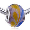  European Beads - Blue And Yellow Leaf Purple Murano Glass European Beads