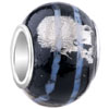  European Beads - Silver Foil Blue Stripe Murano Glass European Beads