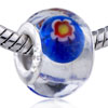 White And Blue Floral Murano  Glass  European Beads