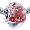 Red Hexagon Dots  Murano   Glass  European Beads