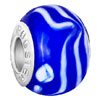 White Waveline Blue Murano  Glass  European Beads