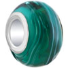 White And Teal European Beads