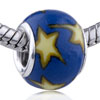 Blue And Yellow Star Polymer Clay European  Beads 