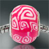 Red Swirl Polymer Clay European  Beads 