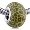 Dark Green Dots Tan Polymer Clay European  Beads 