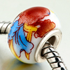 Red Poppy Ceramic European  Beads 