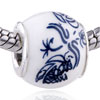Deep Blue Painting Ceramic European  Beads 