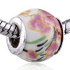 Pink Plum Blossom Ceramic European  Beads 