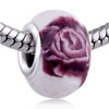 Deep Purple Peony Ceramic European Beads