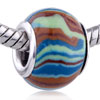 Blue And Brown Stripes Polymer Clay European  Beads 