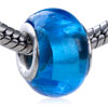  Silver  Stripe Blue Translucent Murano  Glass  European Beads