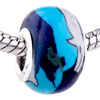 Blue Stripes Polymer Clay European  Beads 
