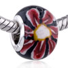 Red Hand Paint Flower Polymer Clay European  Beads 