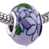 Black Flower  Drawing  Purple Ceramic European Beads