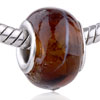 White Stripe Brown  Red   Murano  Glass European Beads