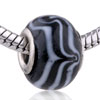 White Waveline Black Murano  Glass  European Beads