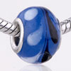 White And Black Leaf Murano  Glass  European Beads