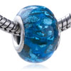 Mottled Blue  Silver   Foil   Murano   Glass  European  Beads 