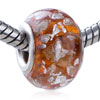 Silver Speckle Sunny Orange Translucent Murano Glass European Beads