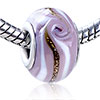 Golden And White Swirl Stripe Murano  Glass  European Beads