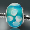 Pale Blue And Black Spiral Line Translucent Murano Glass European Beads