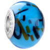 Dark Blue And Tan Spot Murano Glass European Beads