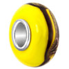  Beads - Black And Golden Swirl Murano Glass European Beads