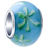  Beads - Pale Green Fireworks Murano Glass European Beads