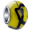 Black Scribble Yellow Murano Glass European Beads