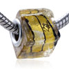 Gold Foil Black Stripe Translucent Murano Glass European Beads