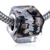 Silver And Golden Speckle Translucent Murano Glass European Beads