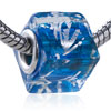  Silver   Foil  Blue Translucent  Murano   Glass  European  Beads 