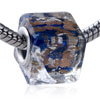 Golden And Silver Speckle  Blue   Murano   Glass  European Beads