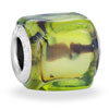  Beads - Orange And Black Decoration Greenyellow Translucent Murano Glass European Beads