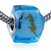  Beads - Tan And Dark Blue Decoration Translucent Murano Glass European Beads