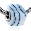 Pale Blue And Black Spiral Line Murano Glass European Beads