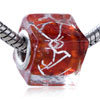  Silver   Foil  Scribble Translucent  Murano   Glass  European  Beads 