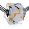  Beads - Yellow And Black Stripe White Translucent Murano Glass European Beads