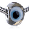 Silver Foil Gray Evil Eye Murano Glass European Beads