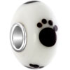 Milk White With Cute Brown Footprint Murano Glass Style Pandora Beads