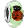 Green With Cute Red Ladybug Murano Glass Beads Charms Bracelets
