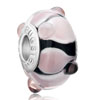  Murano Glass - Black With Pink Petals Against Dots Murano Glass European Beads