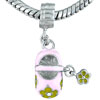 Pink Slipper Dangle European  Beads 