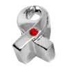 Breast Cancer Awareness Silver Plated Crystal European Beads
