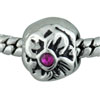 February Amethyst Color Flower Birthstone Silver Plated Crystal European Beads