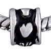 Round Decorative Hearts Silver Plated European  Beads 